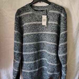 $109 NWT Mens Buffalo Jeans XL Color Gray Mix Winston Stripe Crewneck Sweater